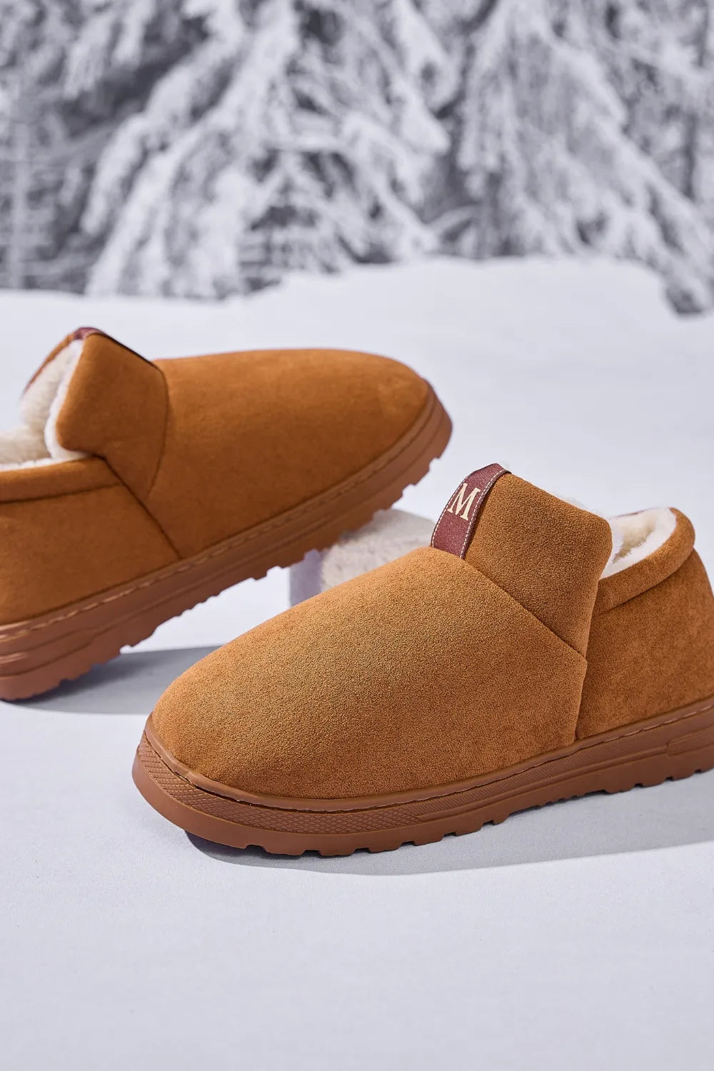 Letter M Suede Round Toe Slippers - Lilixa.store