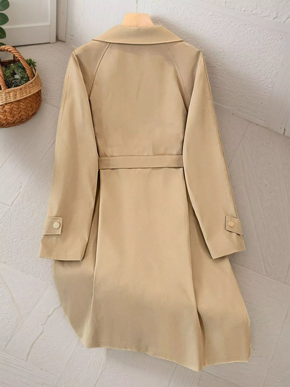 Lapel Collar Longline Trench Coat - Lilixa.store