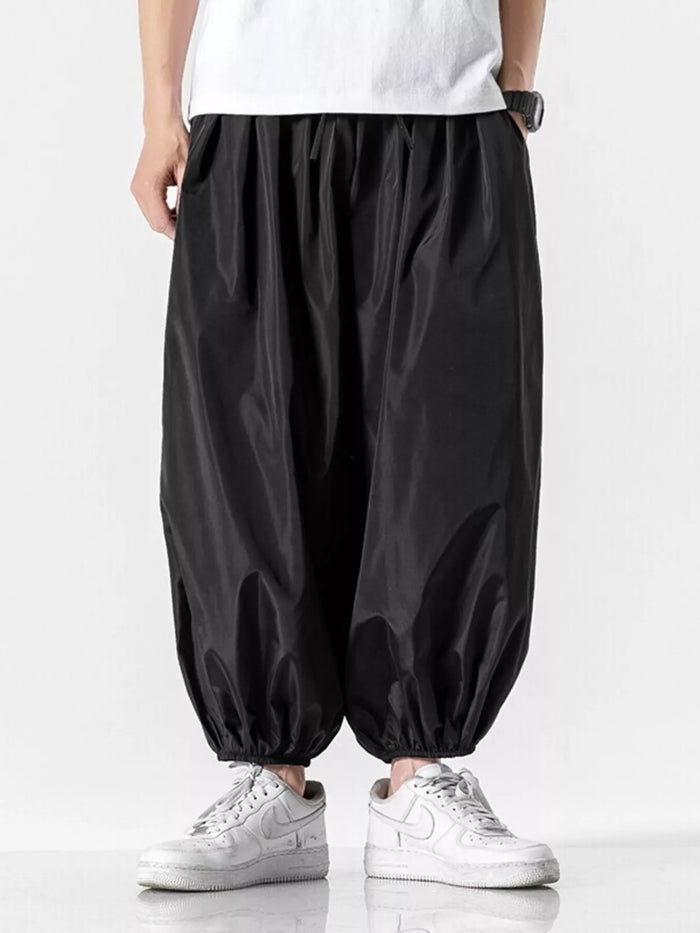 Men's Plus Size Loose Fit Harem Pants in Black