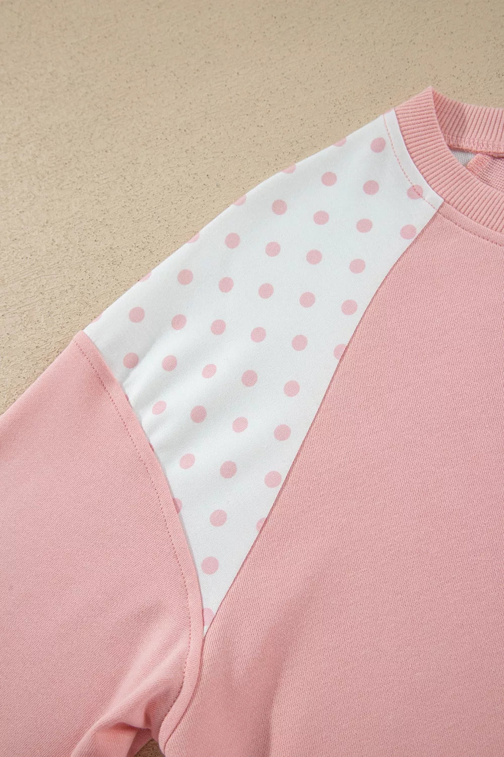 Polka Dot Cropped Sweatshirt and Wide-Leg Pants Set - Lilixa.store