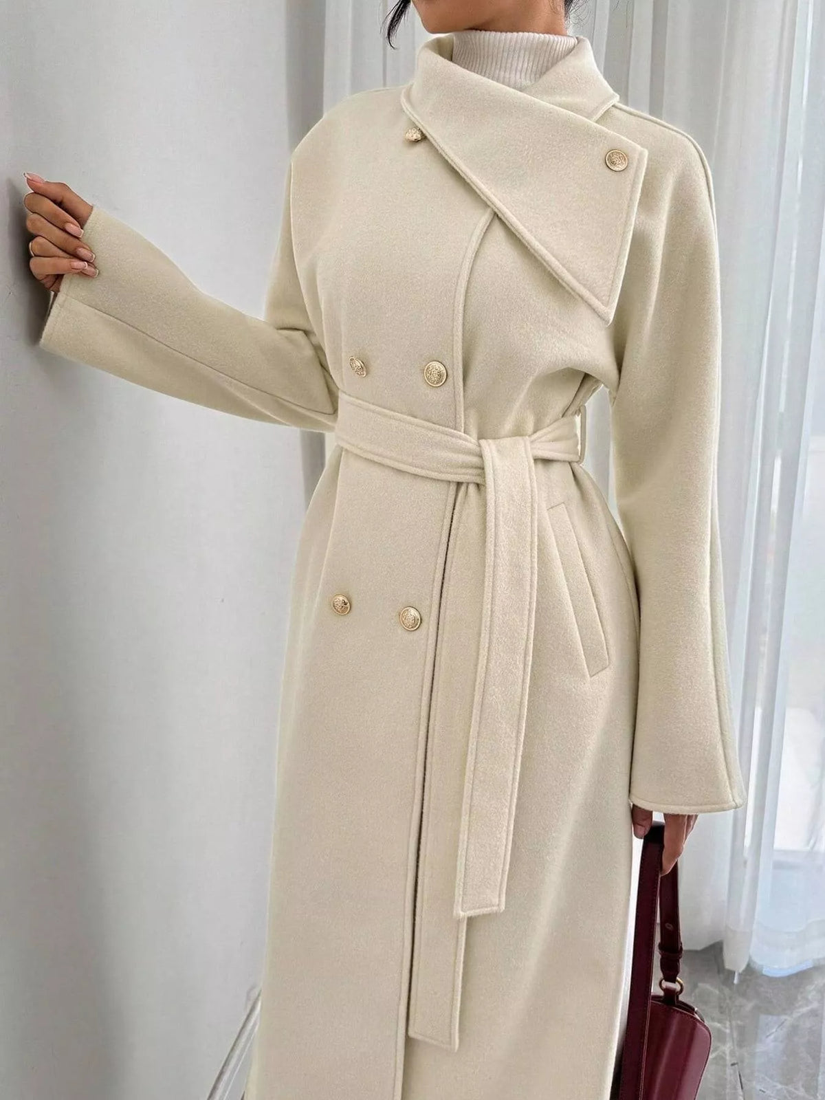 Double-Breasted Longline Coat - Lilixa.store