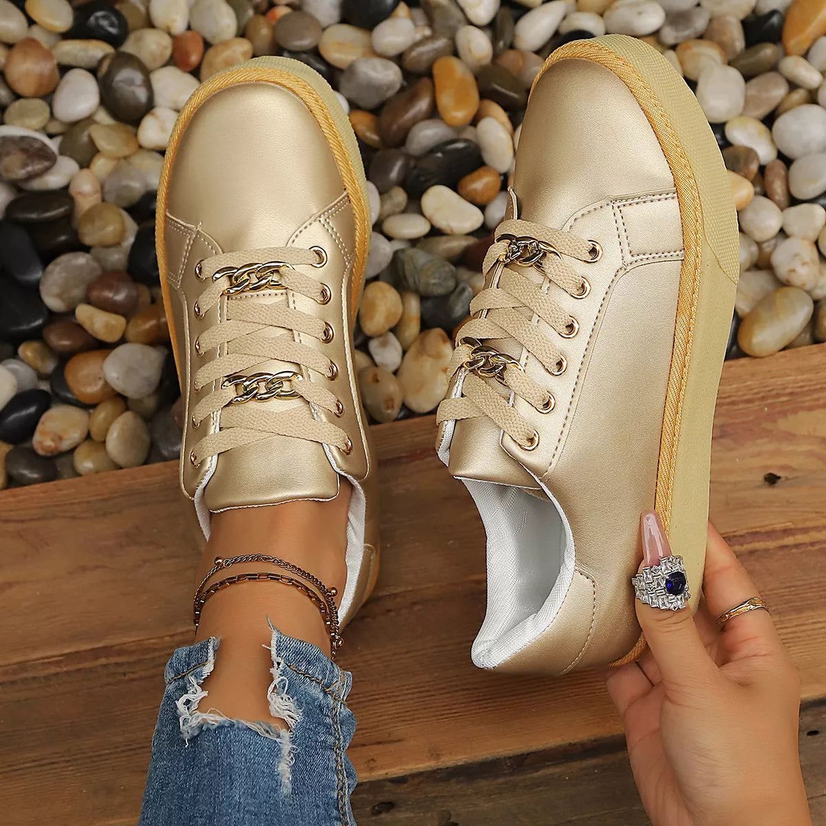 Round Toe Platform Sneakers - Lilixa.store