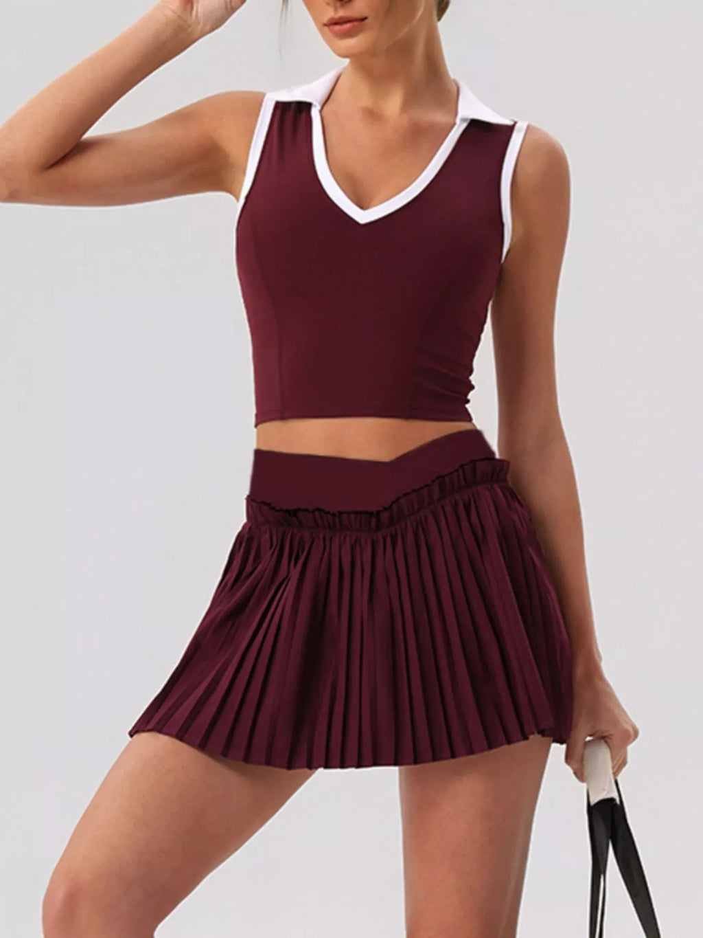 Sleeveless Top and Pleated Skirt Active Set - Lilixa.store