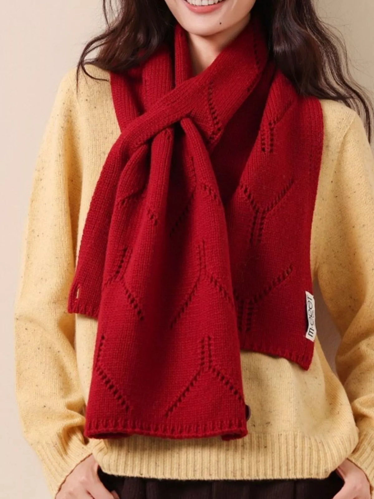 100% Wool Openwork Scarf - Lilixa.store
