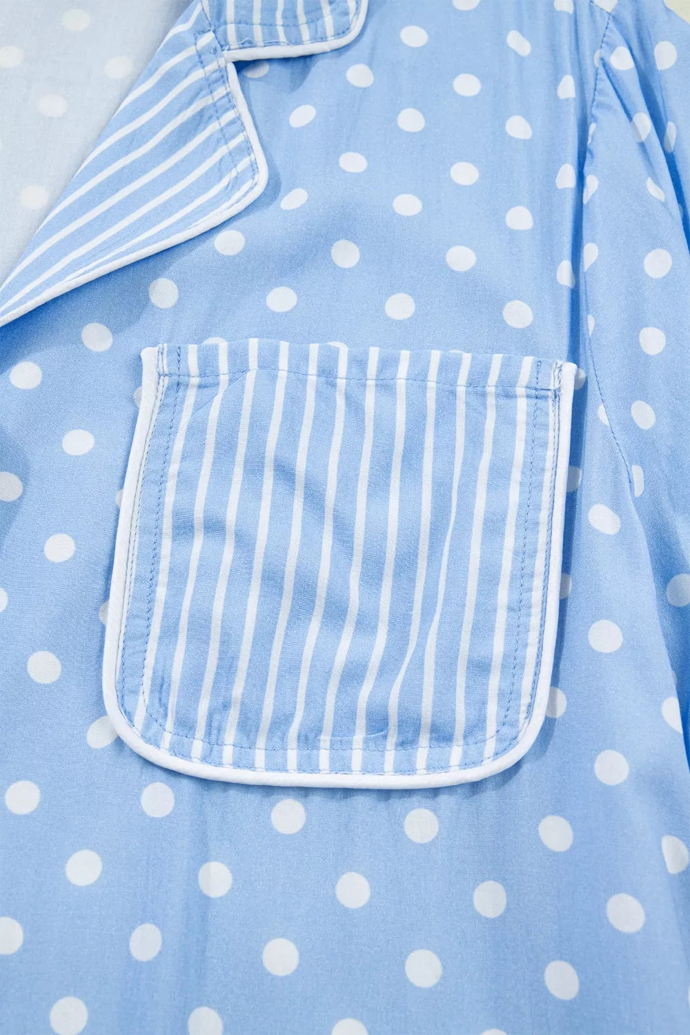 Dotted Print Soft Short Pajama Set - Lilixa.store