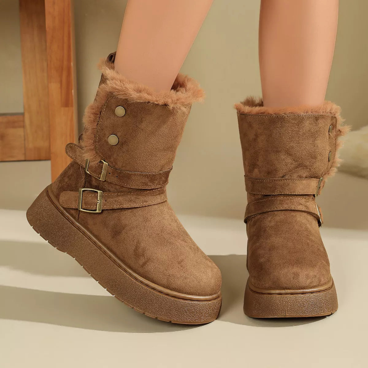 Round Toe Platform Boots - Lilixa.store