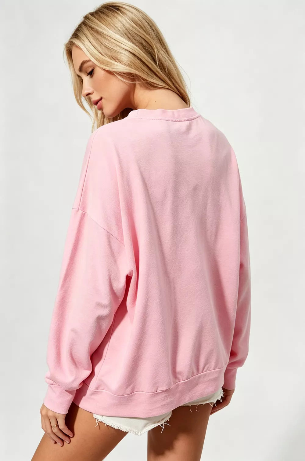 Double Take Oversized Sequin Nutcracker Long Sleeve Crewneck Sweatshirt - Lilixa.store
