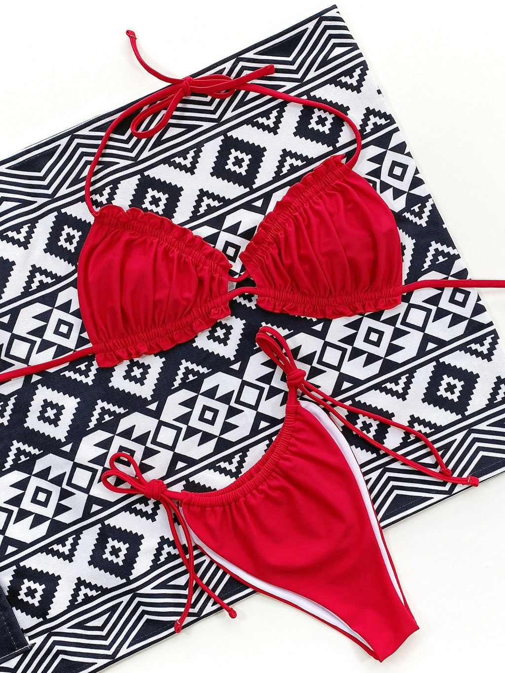 Frill Trill Halter Neck Bikini Set - Lilixa.store