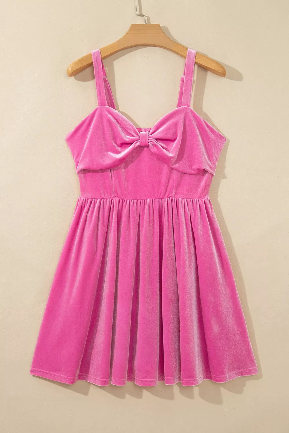 Sweet Bow Neck Adjustable Strap Velvet Short Dress - Lilixa.store
