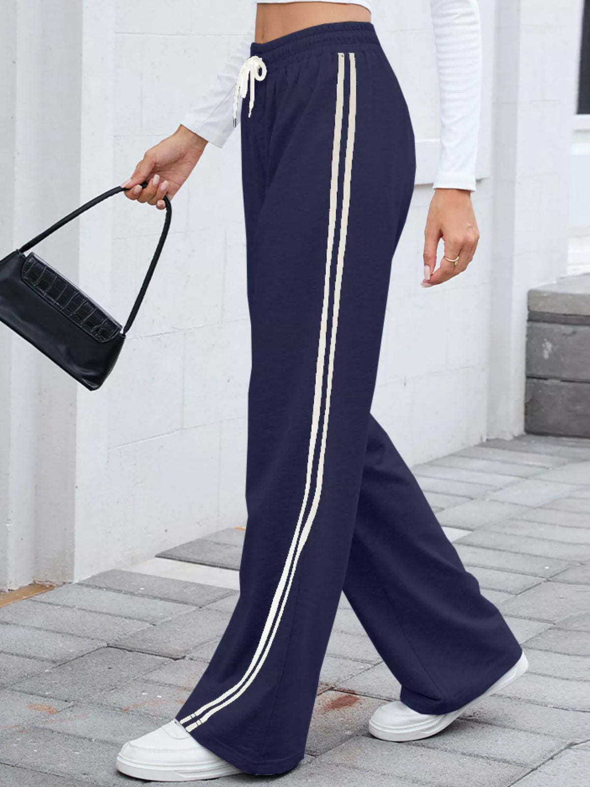 Side Striped Wide Leg Pants - Lilixa.store