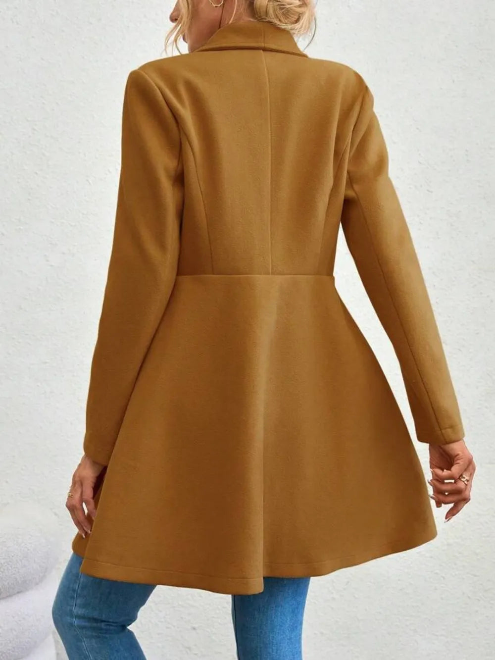 Collared Neck Button Up Long Sleeve Coat, view 14