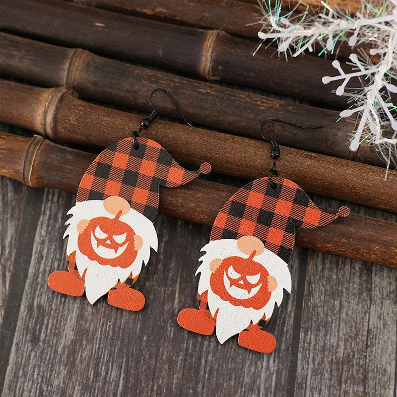 Wooden Dwarfs Pumpkin Dangle Earrings - Lilixa.store