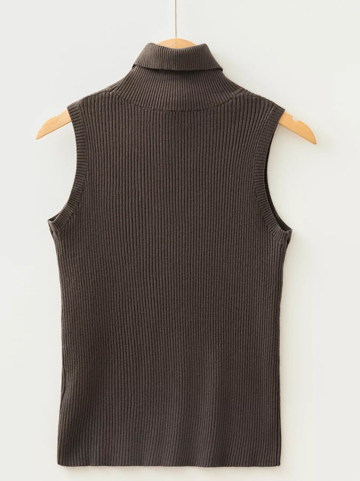 Ribbed Knit High Neck Sleeveless Waist Slim Fit Sweater Vest