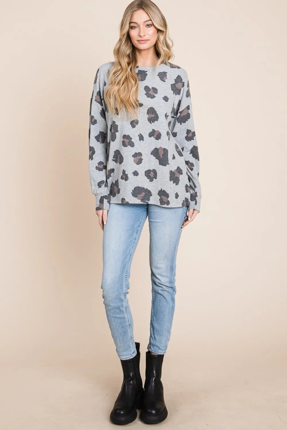 BOMBOM Leopard Drop Shoulder T-Shirt - Lilixa.store