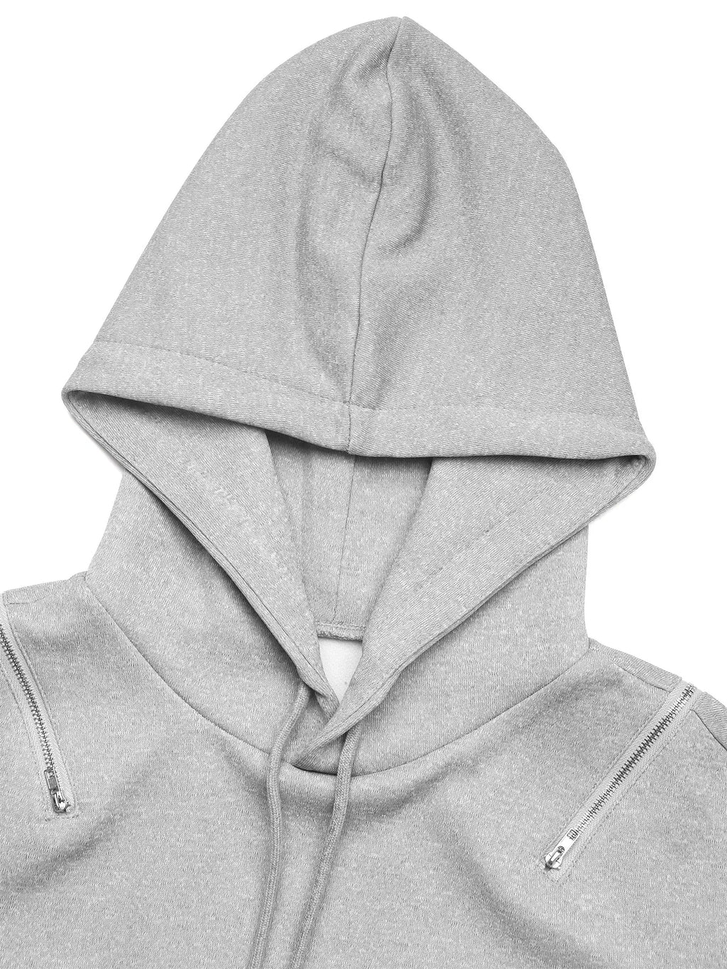 Drawstring Zip Detail Cold Shoulder Hoodie - Lilixa.store