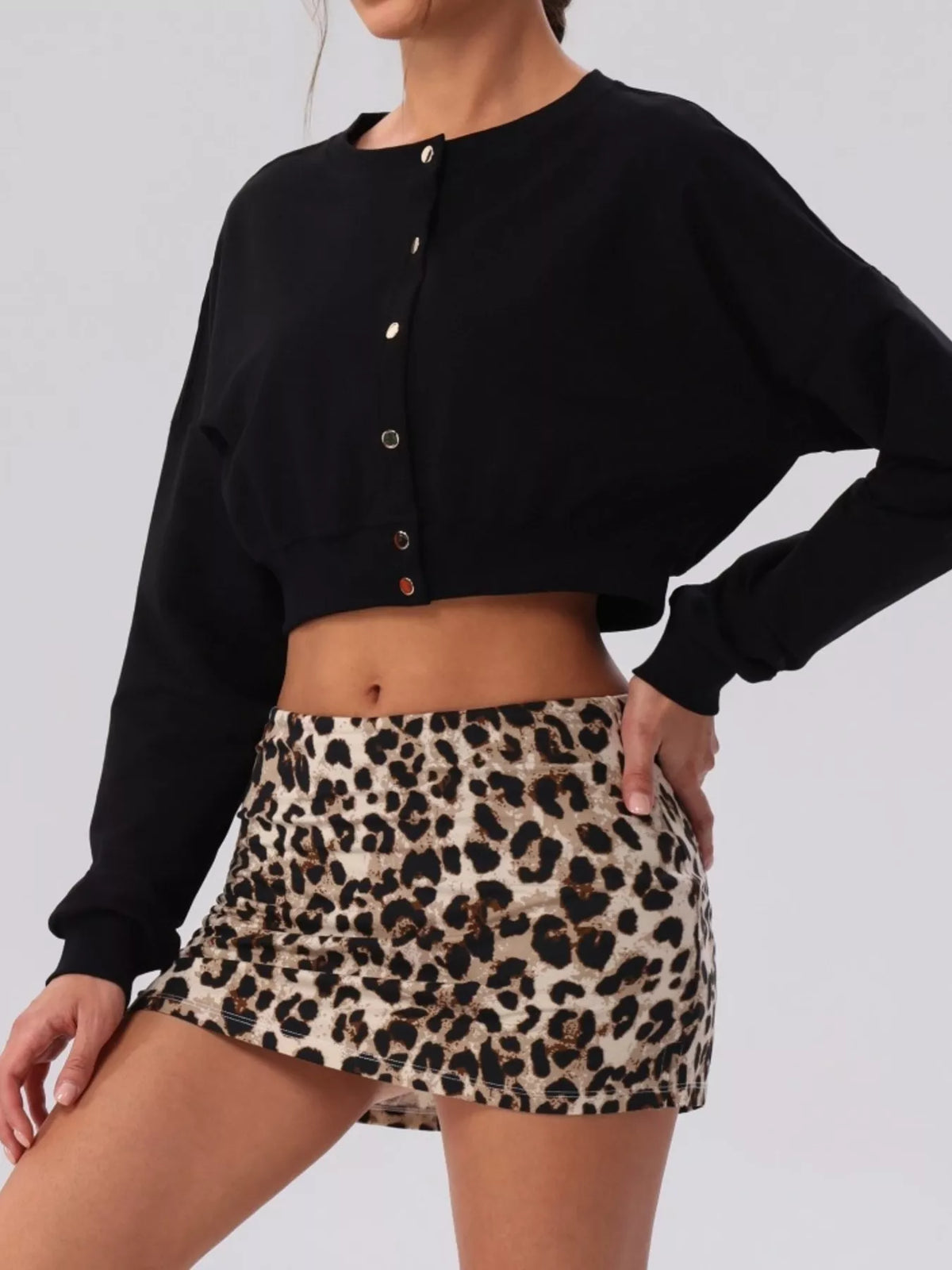 Cropped Button-Down Active Cardigan - Lilixa.store