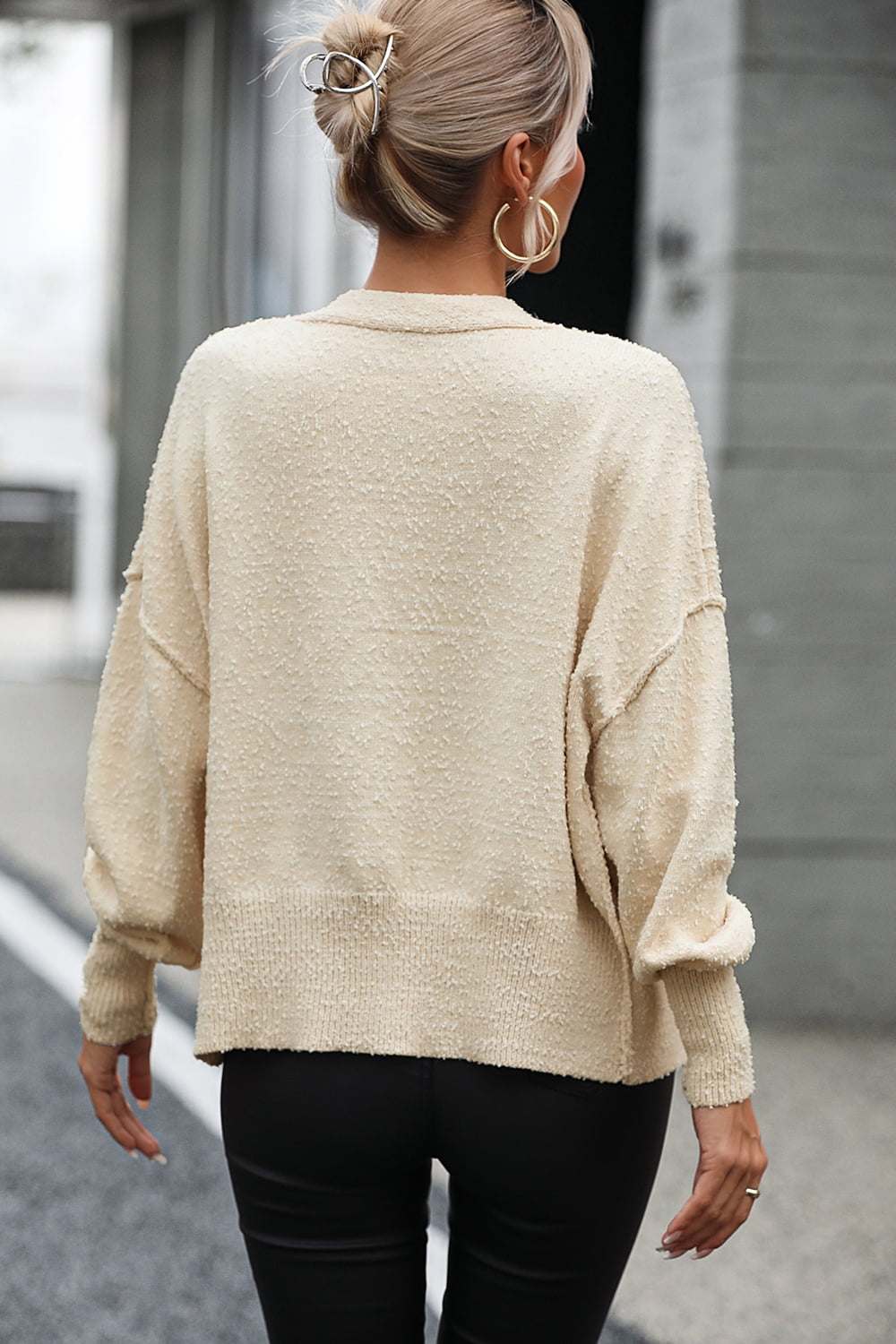 Button-Up Dropped Shoulder Cardigan - Lilixa.store