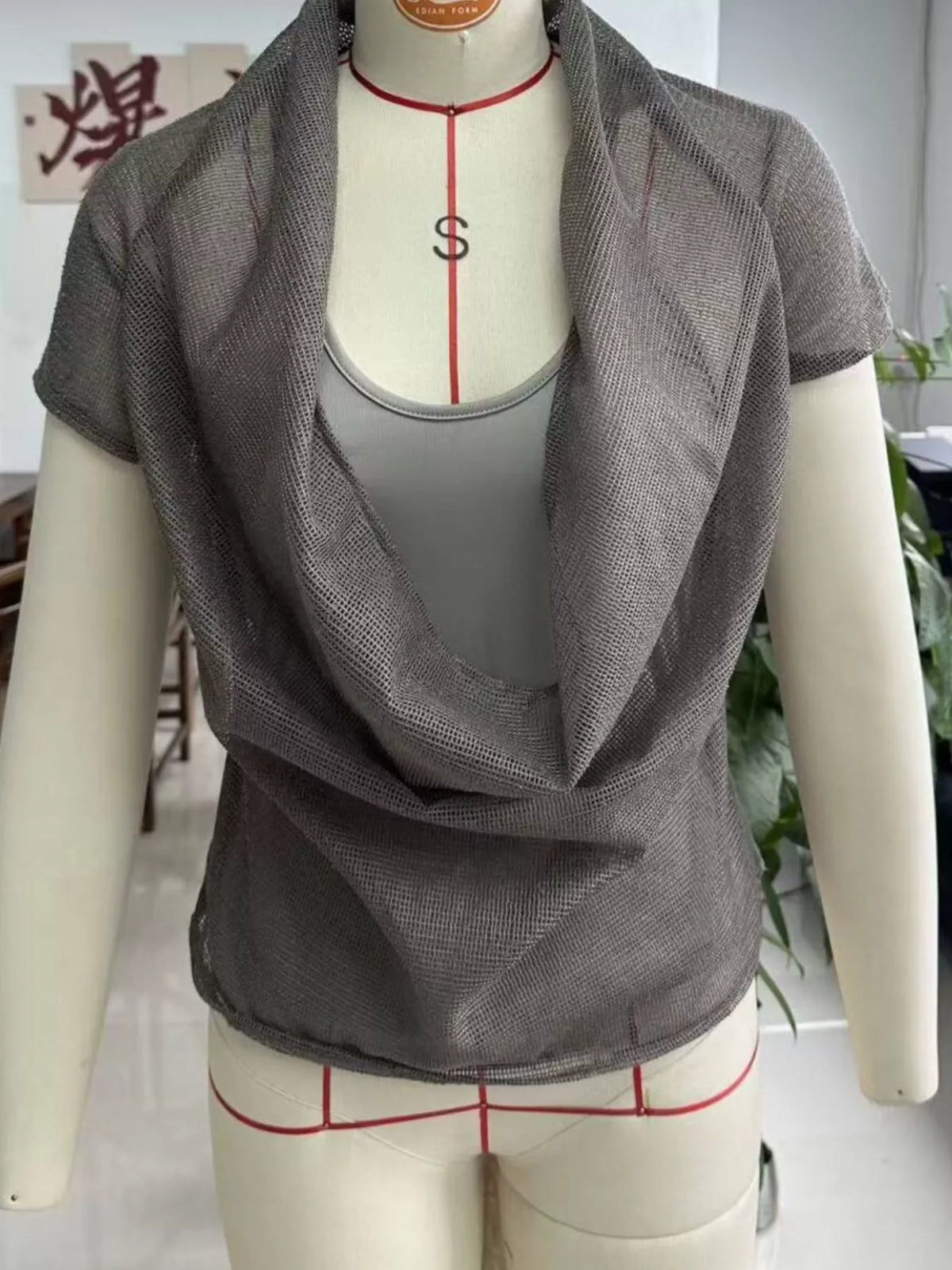 Full Size Scoop Neck Tank and Cowl Neck Cover Up Set Plus Size