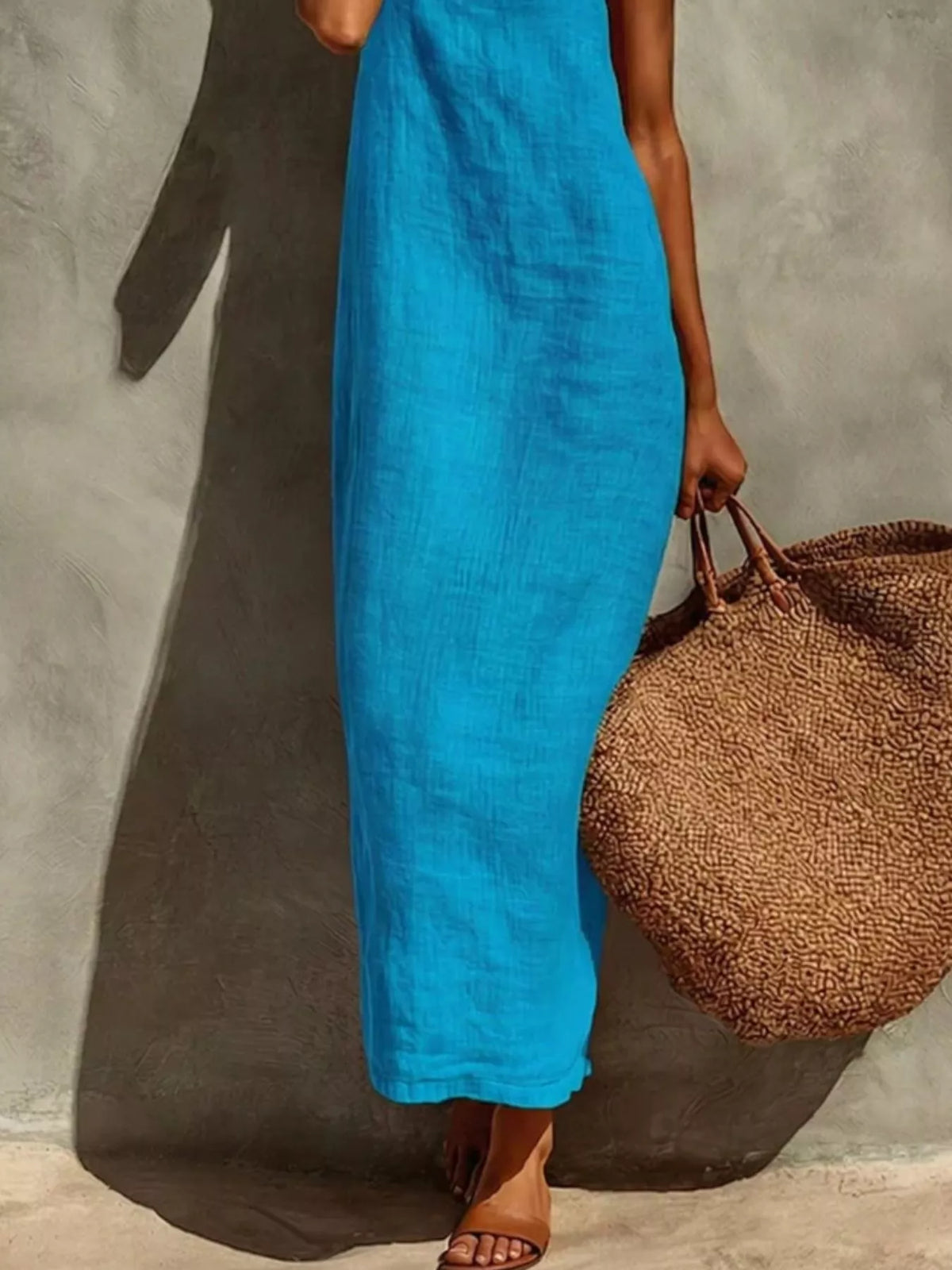 Sleeveless Linen Casual Maxi Dress - Lilixa.store