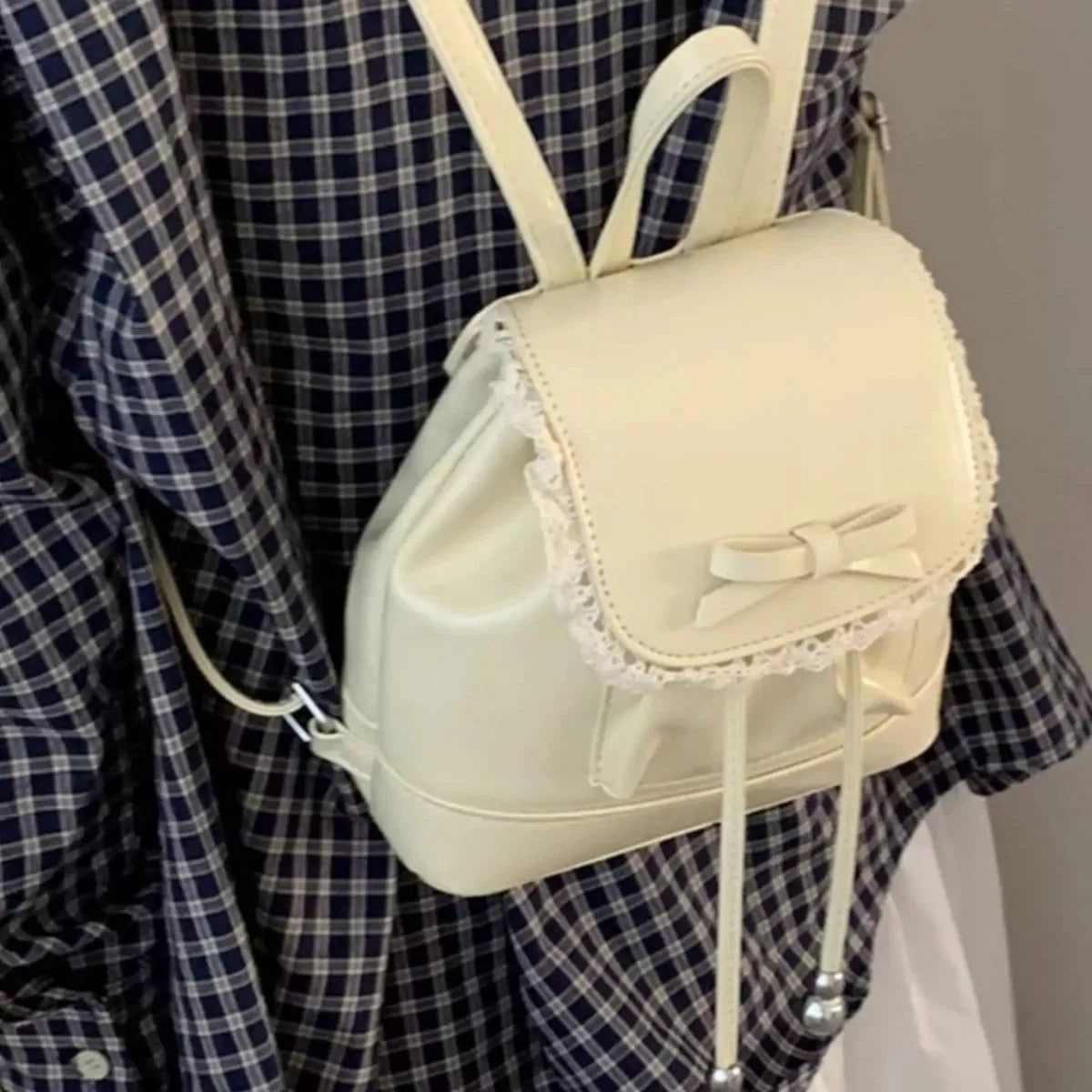 Lace Trim Bowknot Backpack Bag - Lilixa.store