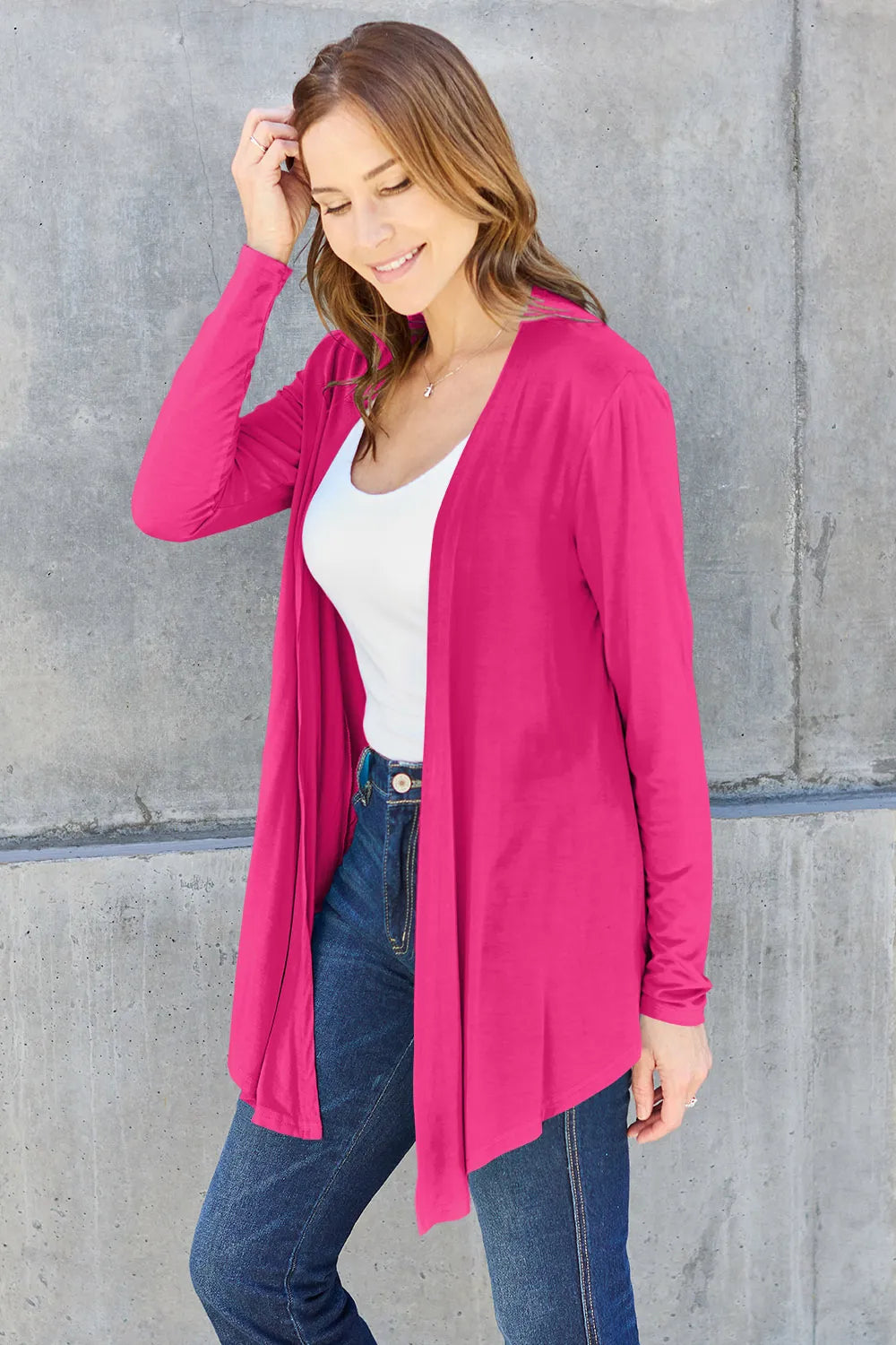 Basic Bae Full Size Open Front Long Sleeve Cardigan - Lilixa.store