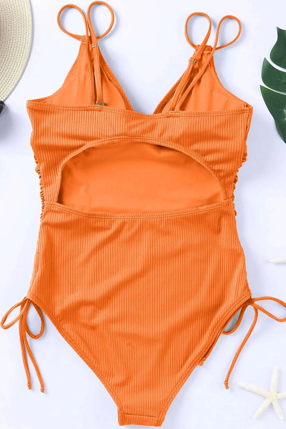 Drawstring Plunge One-Piece Swimwear - Lilixa.store