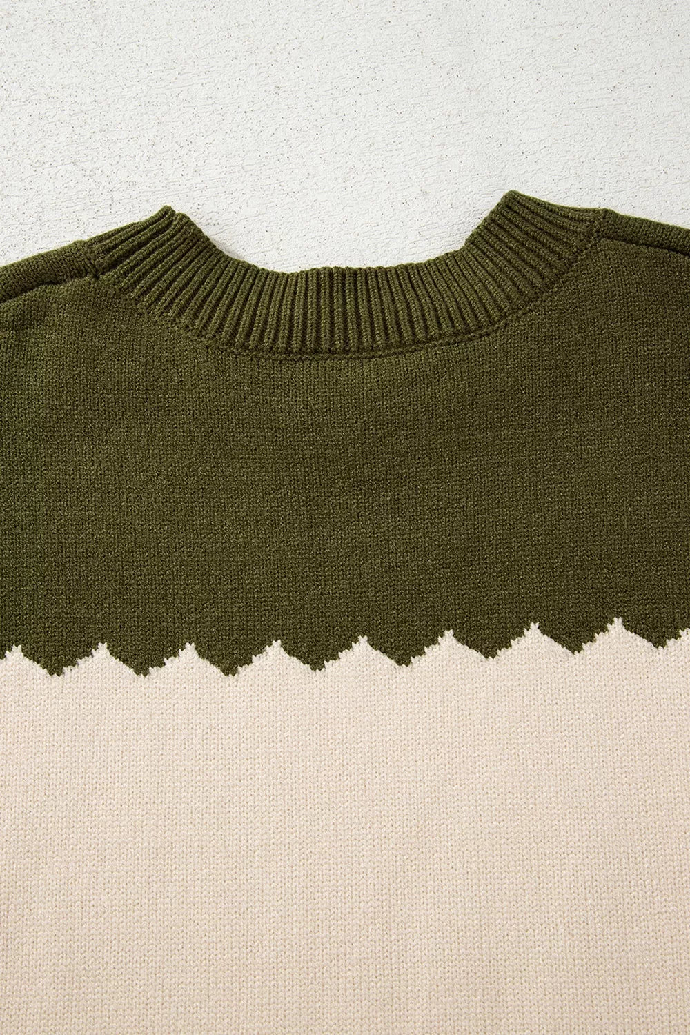 Colorblock Crew Neck Drop Shoulder Sweater