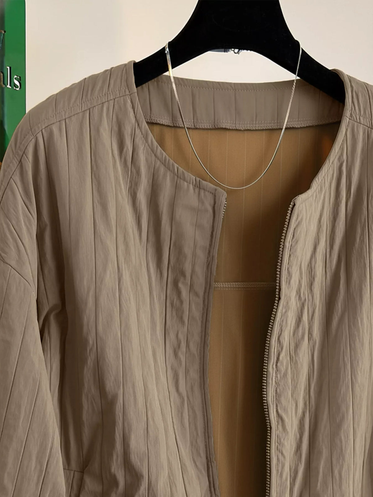 Zip Up Lightweight Jacket in Khaki, view 6