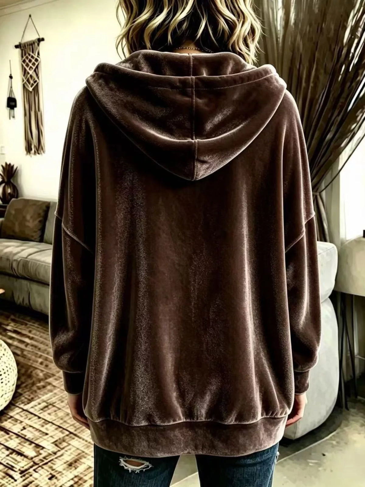 Full Size Casual Button-Down Hooded Outerwear Plus Size, view 4