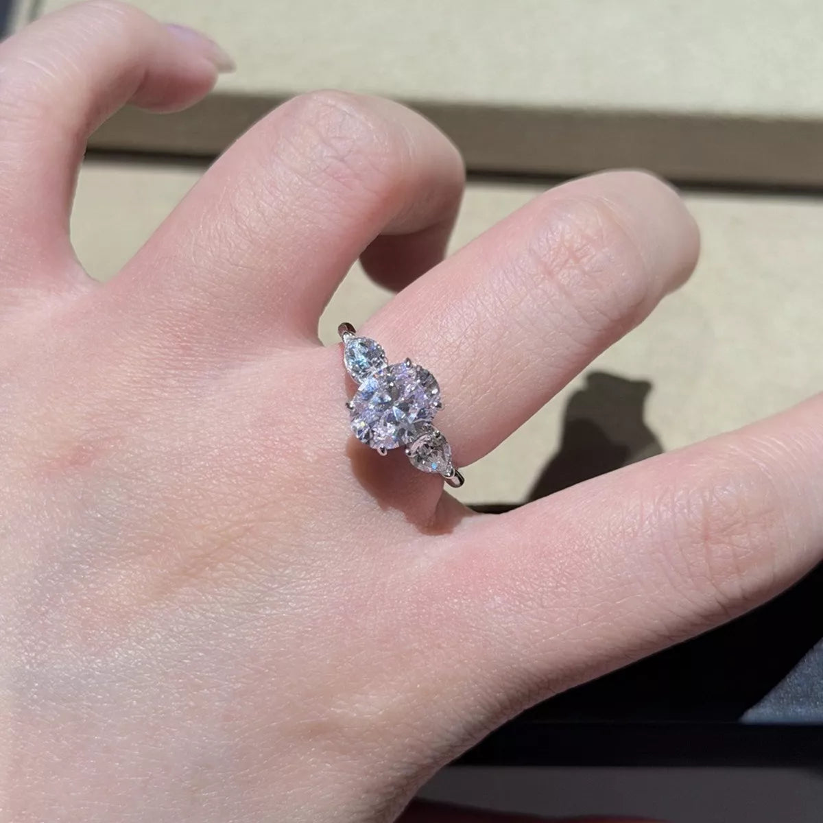 925 Sterling Silver Oval Cut Diamond Ring - Lilixa.store