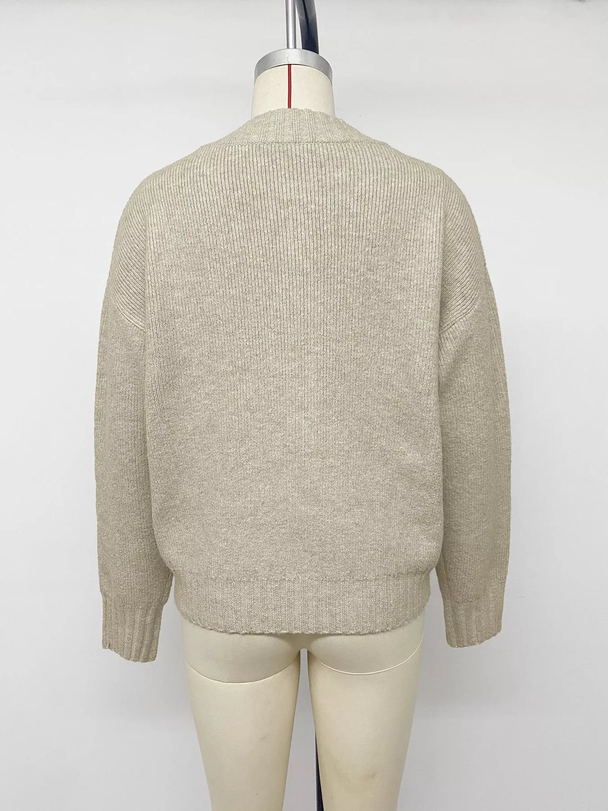 Zip-Up Dropped Shoulder Cardigan in Khaki, view 10