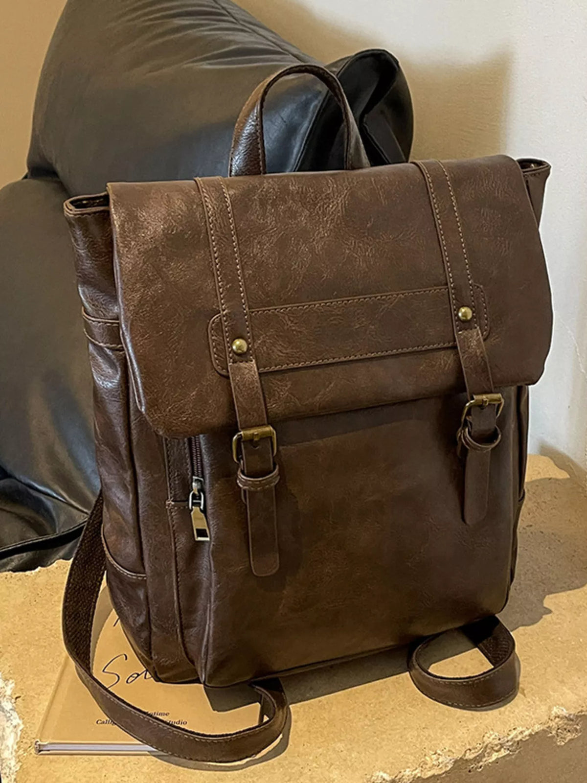 Leather Flap Backpack Bag - Lilixa.store