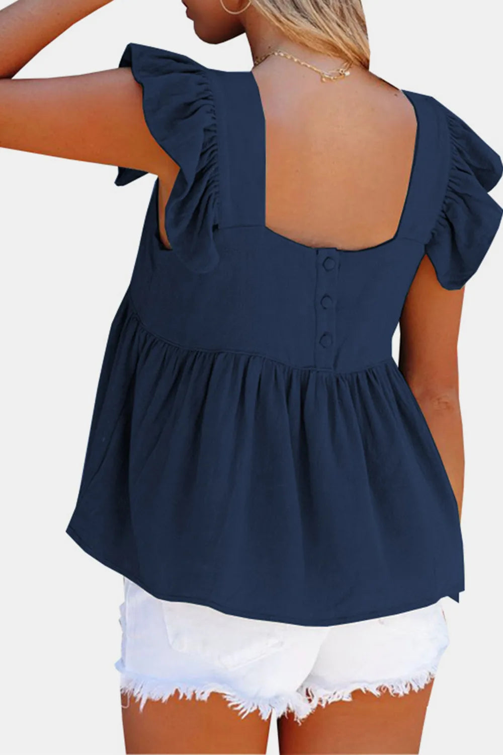 Full Size Ruffled Square Neck Cap Sleeve Blouse - Lilixa.store