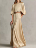 Full Size Satin Crop Top and Maxi Skirt Two-Piece Set Plus Size - Lilixa.store