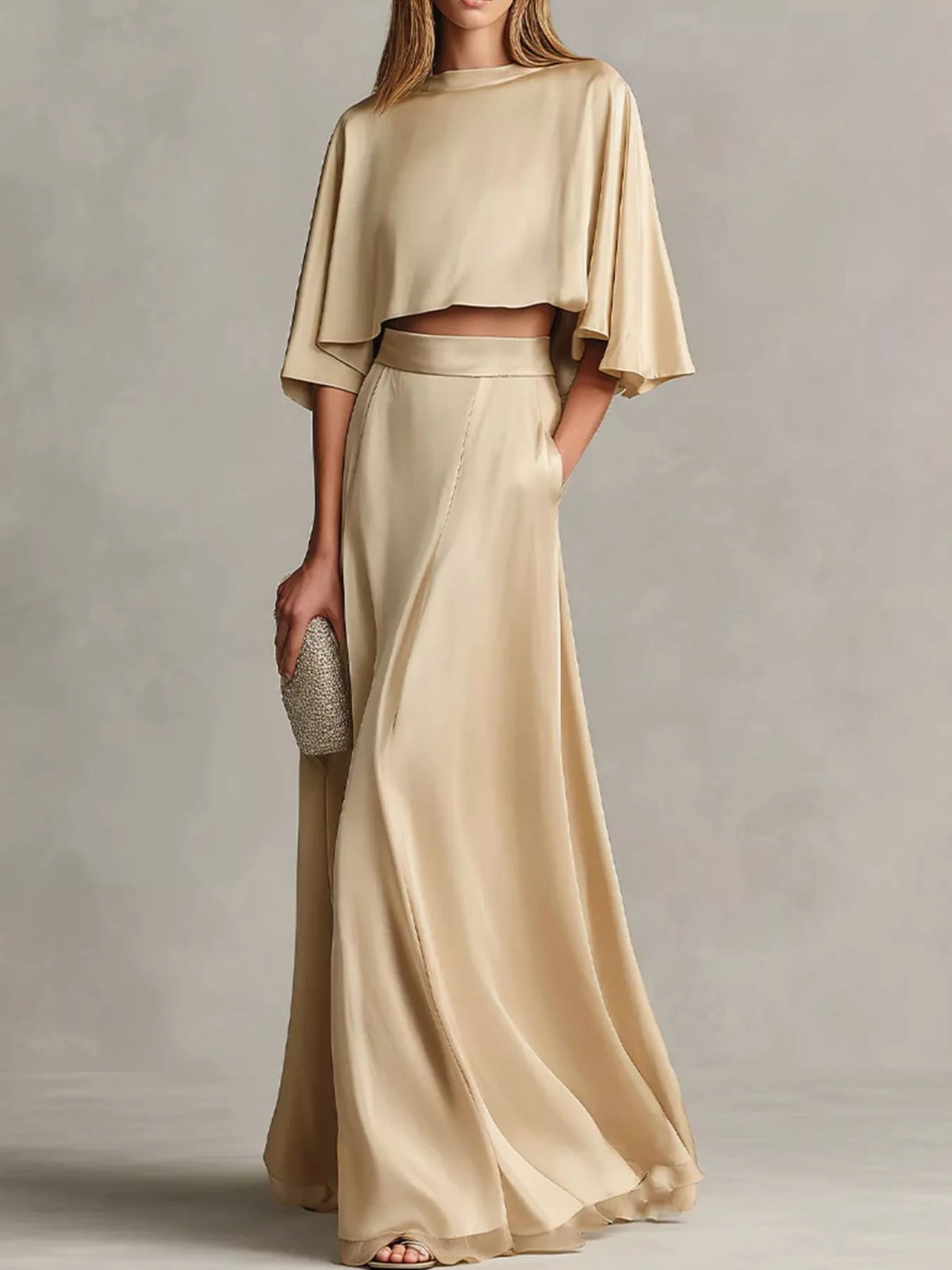 Full Size Satin Crop Top and Maxi Skirt Two-Piece Set Plus Size - Lilixa.store