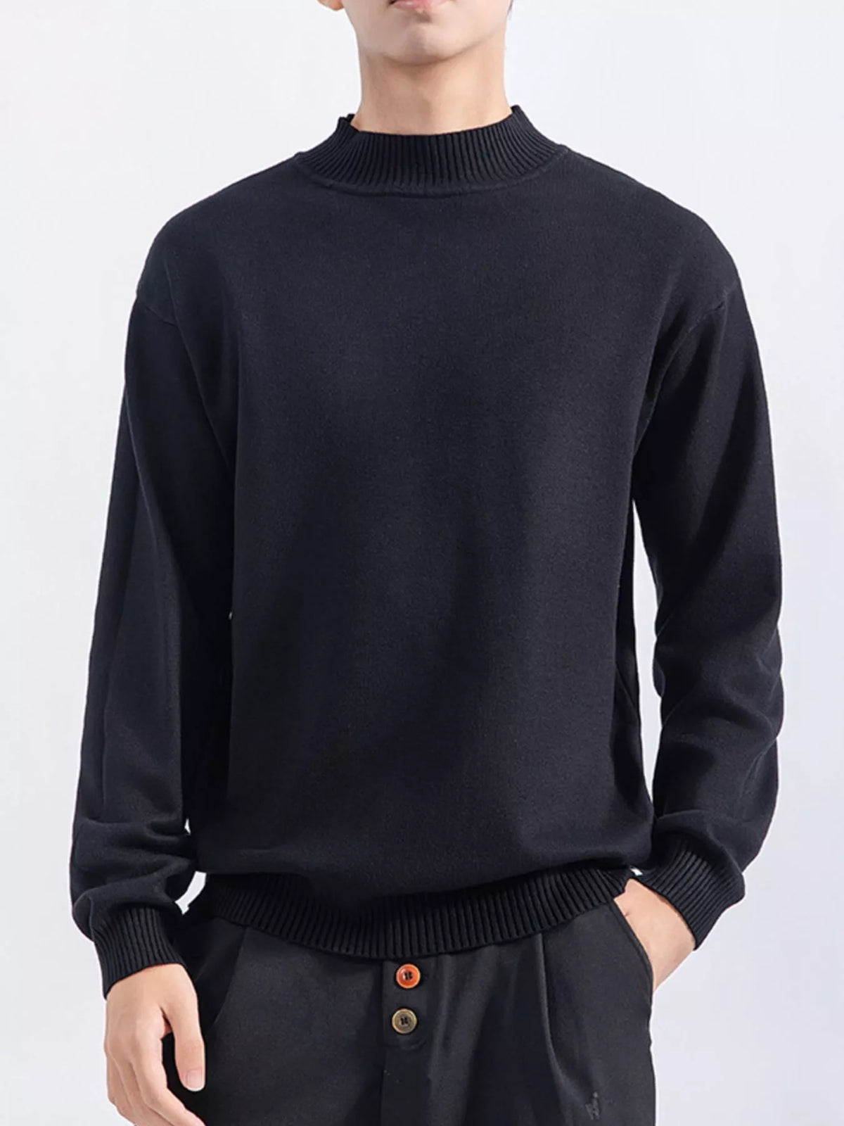 Men's Plus Size Minimalist Mock Neck Sweater, view 7