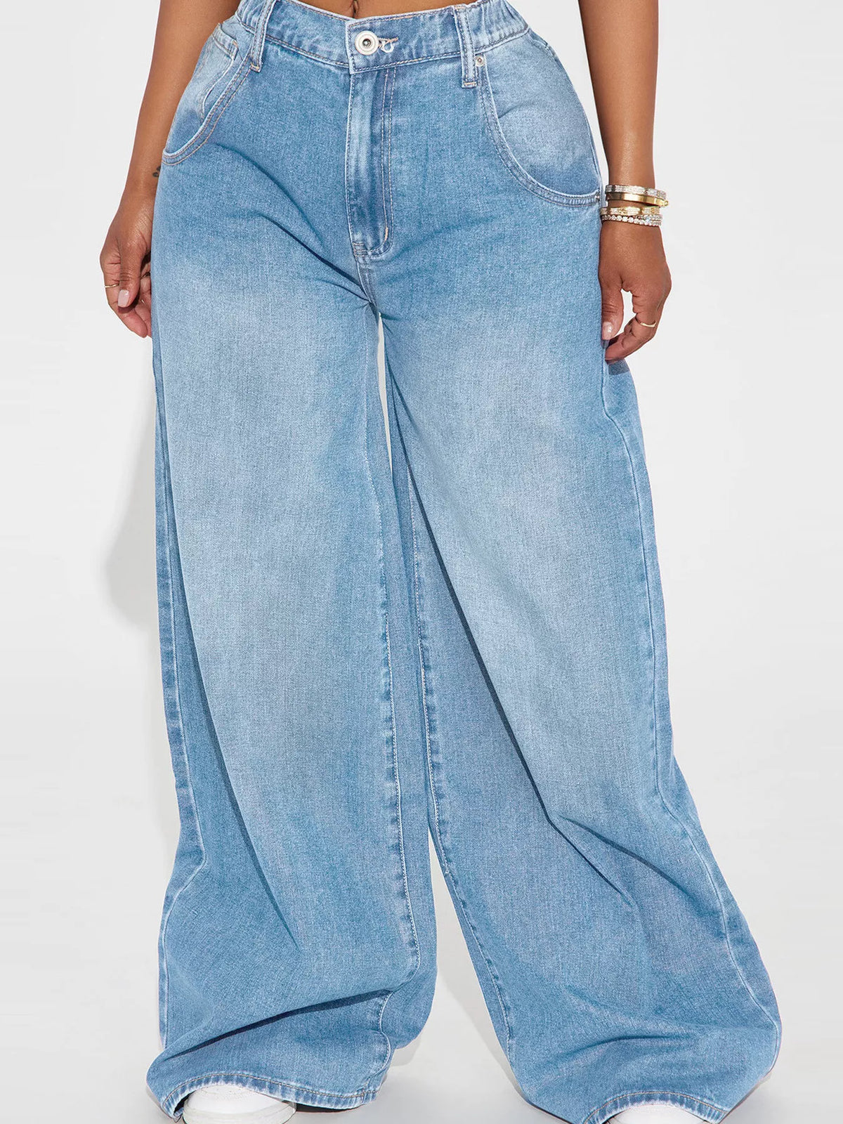 Full Size High-Waisted Wide-Leg Jeans Plus Size - Lilixa.store