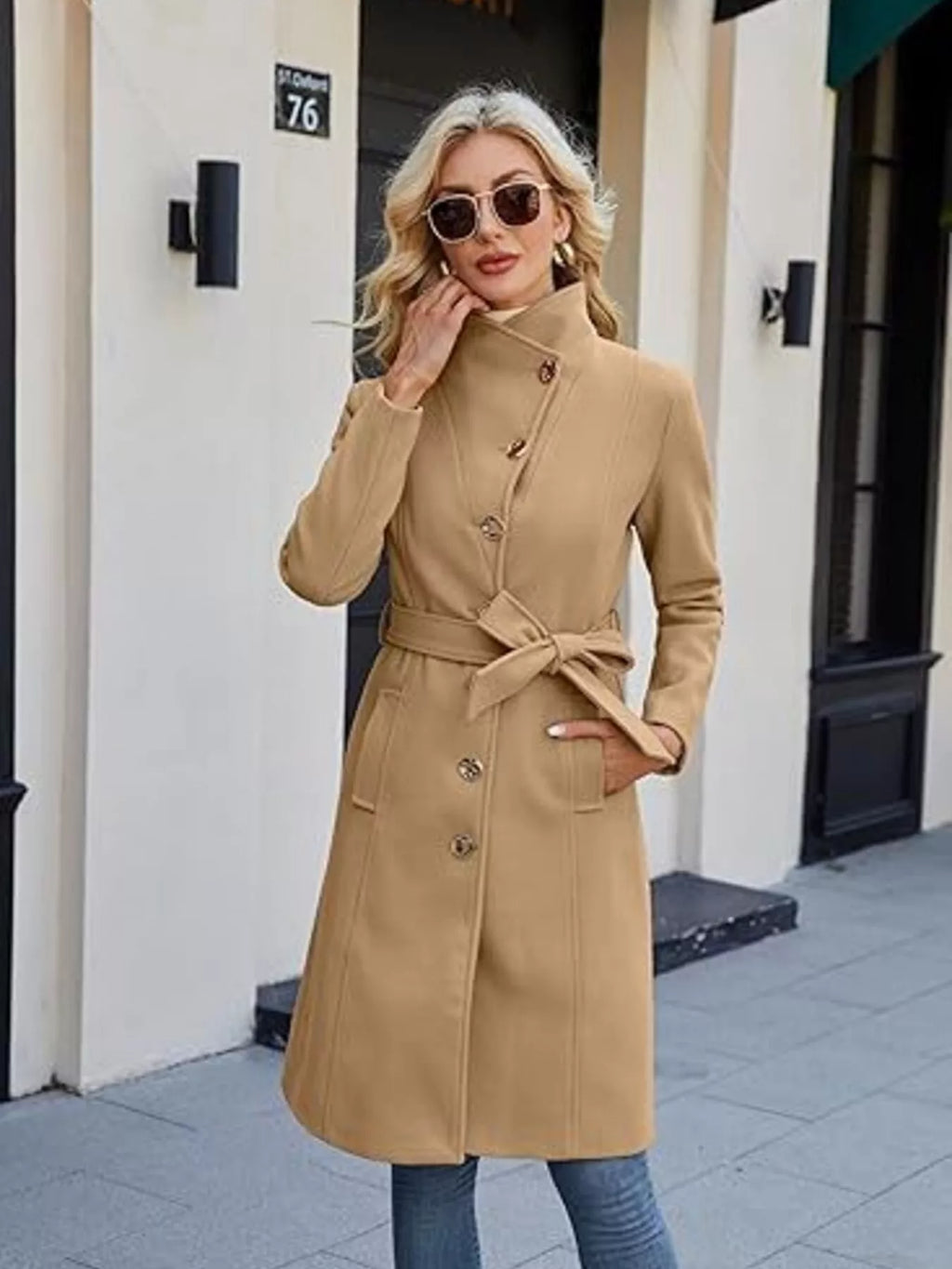 Single-Breasted Collared Neck Overcoat - Lilixa.store