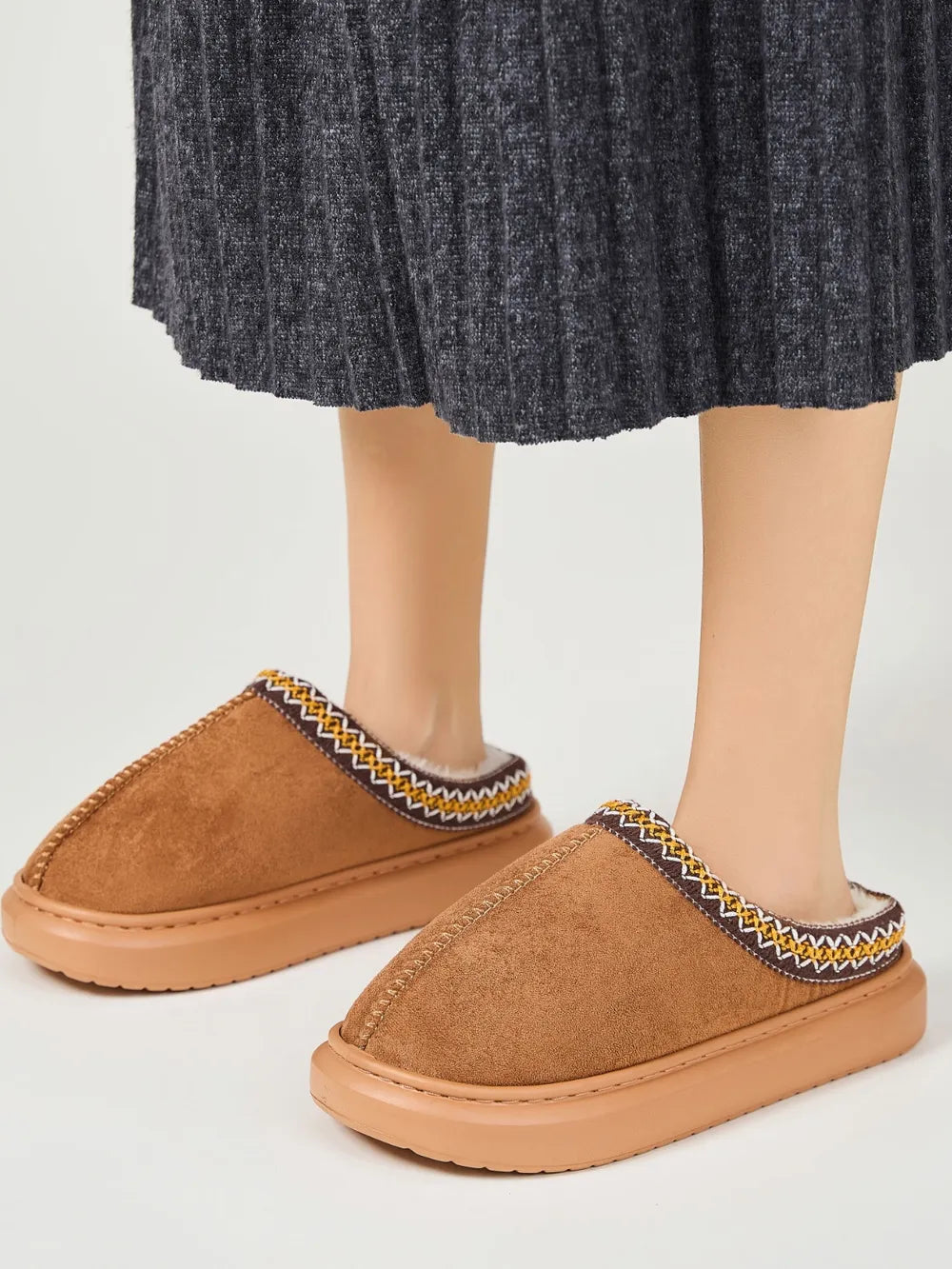 Faux Fur Suede Platform Slippers - Lilixa.store