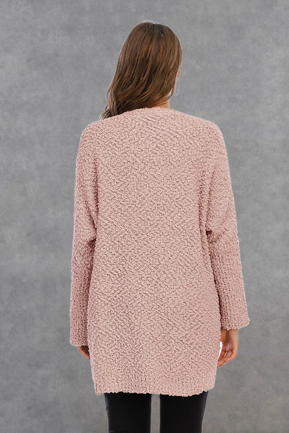 Angel Wings Pocketed Open Front Long Sleeve Cardigan - Lilixa.store