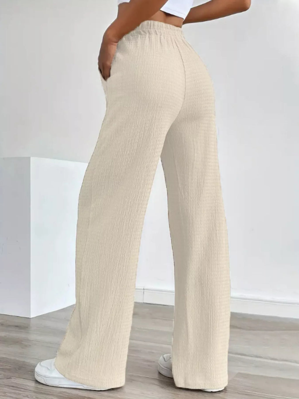 Texture Wide Leg Pants - Lilixa.store