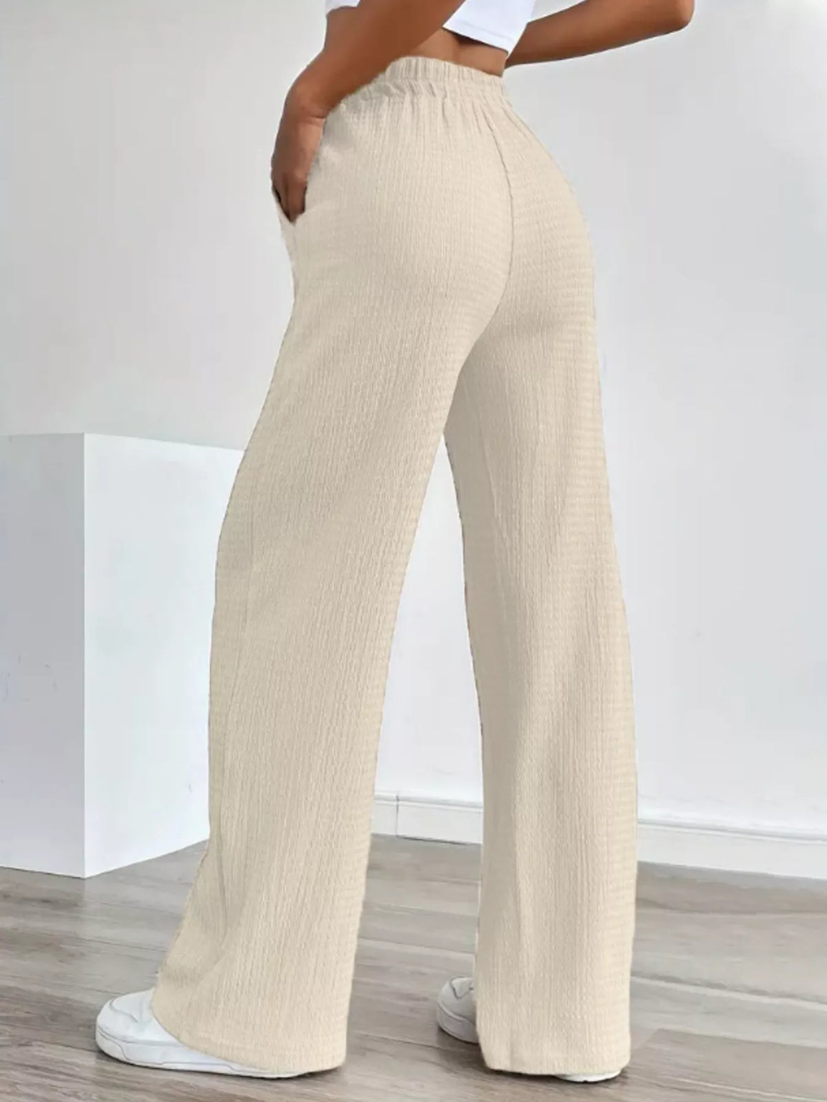 Texture Wide Leg Pants - Lilixa.store