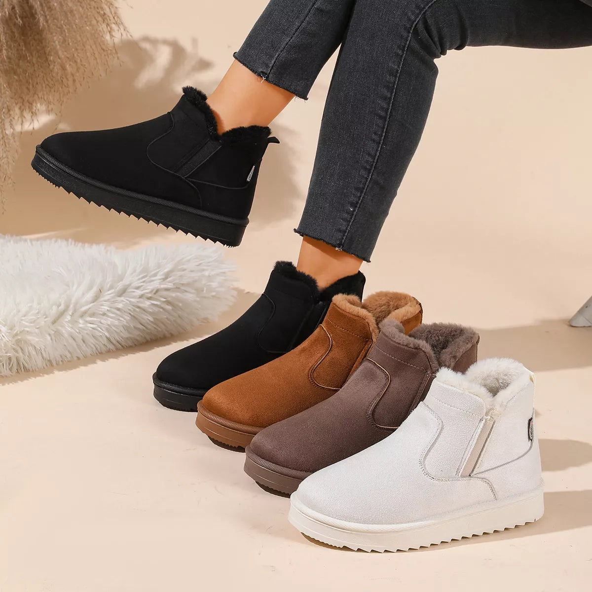 Plush Lined Winter Ankle Boots