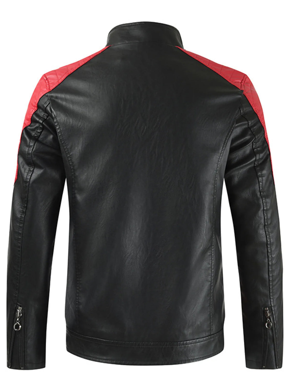 Men's Plus Size Color Block Leather Jacket - Lilixa.store