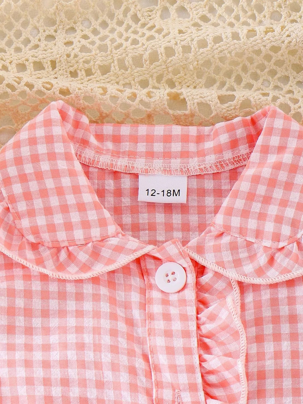 Children's Gingham Ruffle Collar Sleeveless Shirt - Lilixa.store