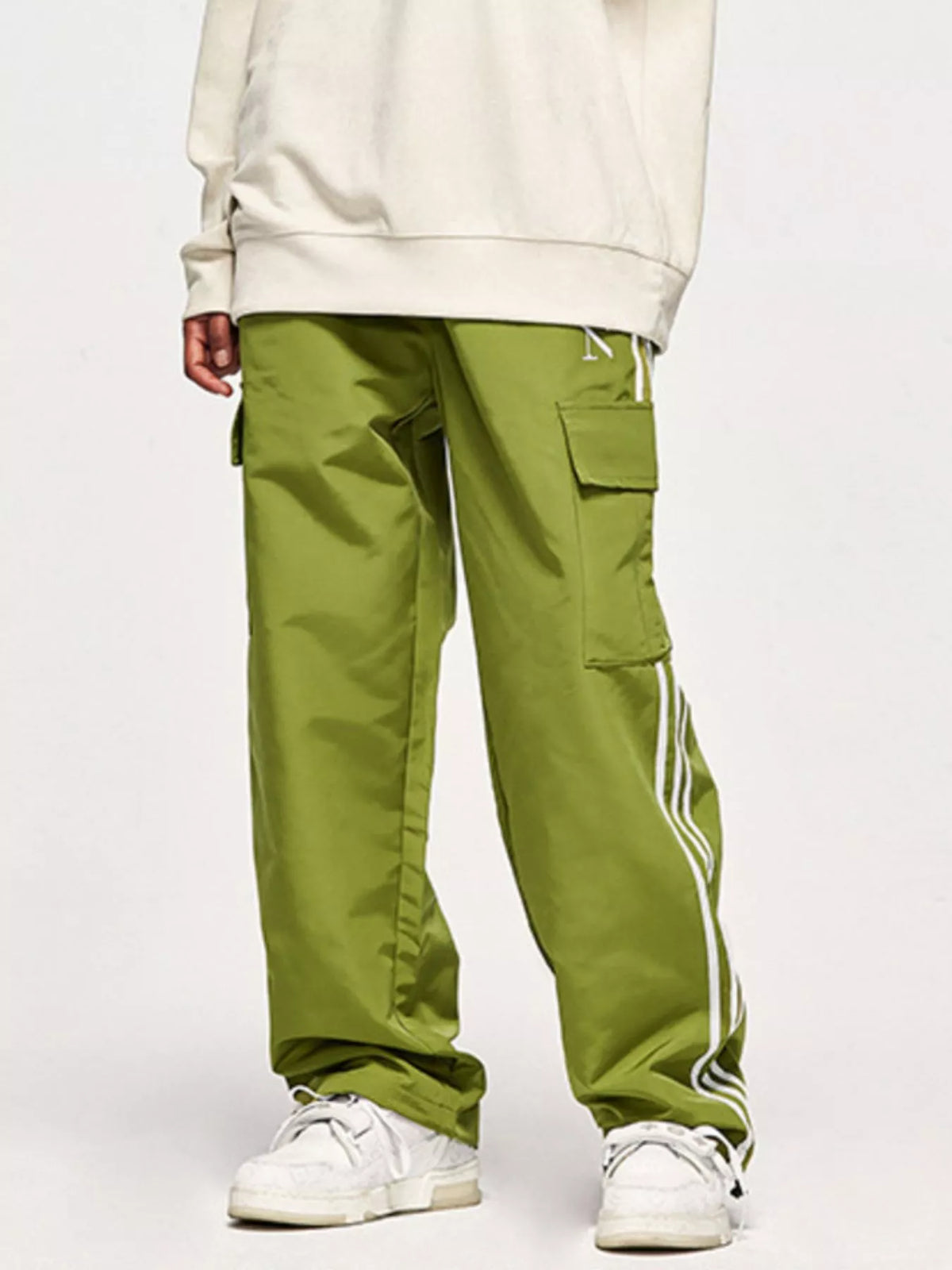 Men's Side Striped Wide Leg Cargo Pants, view 3