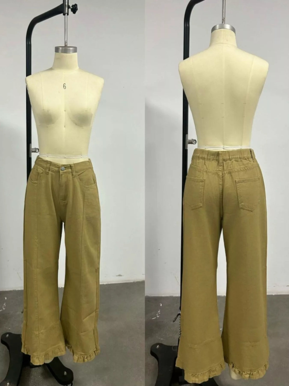 Full Size High-Waisted Wide-Leg Ruffle Hem Jeans Plus Size, view 3