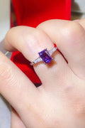 1 Carat Moissanite Platinum-Plated Rectangle Ring in Purple – image 1 | Lilixa Trending Jewelry