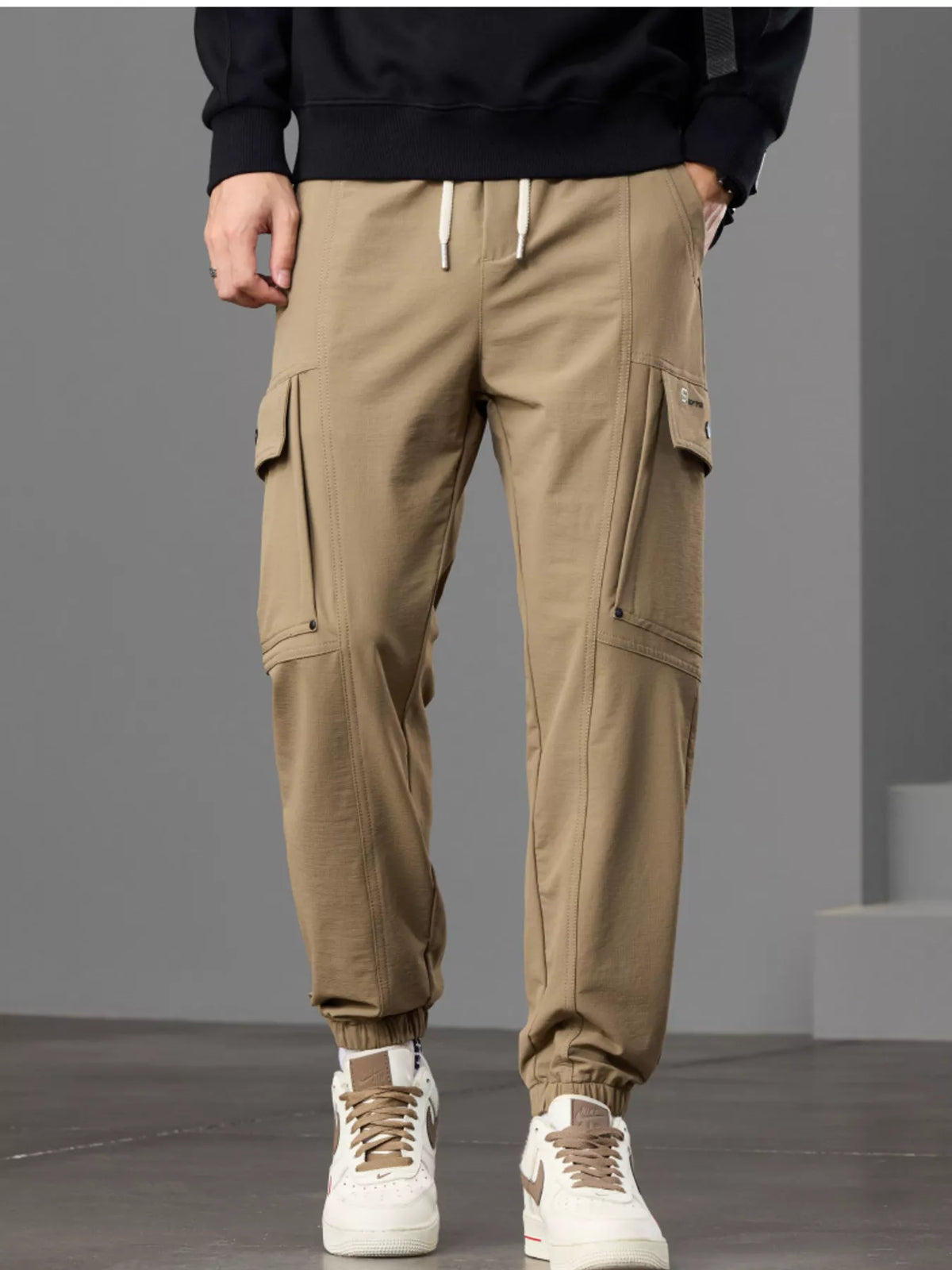 Men's Casual Cargo Pants with Drawstring Waist - Lilixa.store
