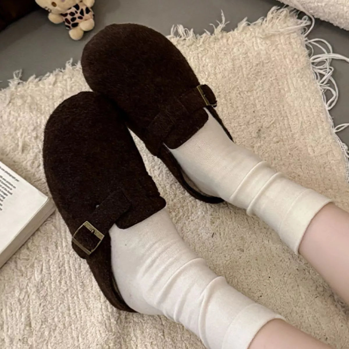 Buckle Decor Round Toe Slippers - Lilixa.store